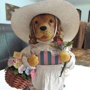 1992 FOLKRAFT POSSIBLE DREAMS "Debbie" Crocker Spaniel Flower Dog #713422